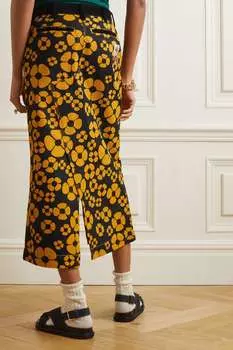 MARNI + Вельветовая юбка миди из хлопкового холста с цветочным принтом Carhartt WIP, желтый