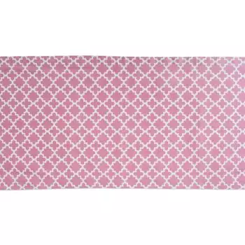 Марокканская прямоугольная дорожка для стола 108 дюймов, розовая и белая