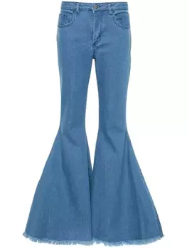 Marques'Almeida расклешенные джинсы с нашивкой-логотипом, синий