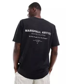 Marshall Artist — черная футболка оверсайз с логотипом на спине