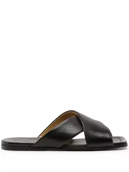 Marsll кожаные шлепанцы с квадратным носком, черный