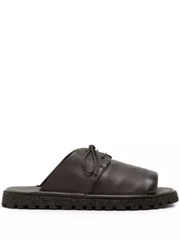 Marsll шлепанцы из зернистой кожи, коричневый