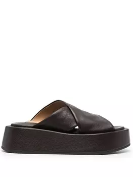 Marsll шлепанцы на платформе с перекрестными ремешками, коричневый