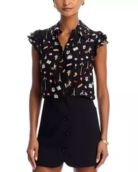 Мартель шелковый топ Alice and Olivia, черный