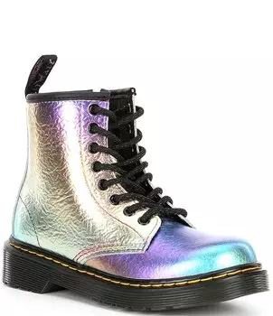 Martens 1460 Кожаные армейские ботинки с эффектом металлик (Молодежь) Dr. Martens, розовый