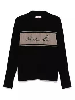 Martine Rose свитер из синели с V-образным вырезом, черный