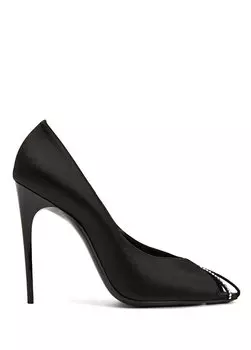 Мартиника, черные шелковые туфли на каблуках Saint Laurent
