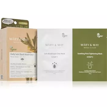 MARY & MAY Daily Safe Black Head Clear Nose Mask очищающий патч для забитых пор на носу для двухфазного ухода за кожей 2х10 шт
