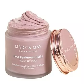 Mary&May Vegan Rose Hyaluronic Hydra Смываемая маска 125 г - Очищение пор Контроль кожного сала Длительное увлажнение Гиалуроновая глина с лепестками роз Корейский уход за лицом