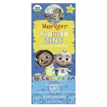 MaryRuth's, Cocomelon, жидкие капли с цинком для малышей, для детей от 1 до 3 лет, ягоды, 3 мг, 30 мл (1 жидк. Унция)