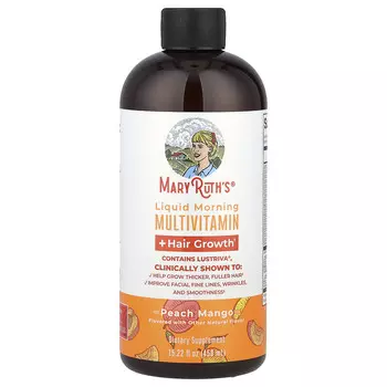 MaryRuth's, Liquid Morning Multivitamin + Hair Growth, персик и манго, 450 мл (15,22 жидк. унц.)