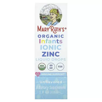MaryRuth's, Органический ионный цинк для младенцев, жидкие капли, для детей от 6 до 12 месяцев, без добавок, 1 мг, 60 мл (2 жидк. Унции)