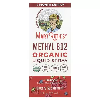 MaryRuth's, Органический метил B12, жидкий спрей, повышенная сила действия, ягоды, 1500 мкг, 30 мл (1 жидк. Унция)