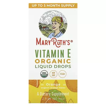 MaryRuth's, Органический витамин E в жидких каплях, апельсин, 6,4 мг, 60 мл (2 жидк. Унции)