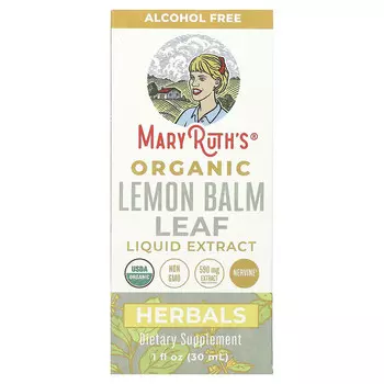 MaryRuth's, Органический жидкий экстракт листьев мелиссы, без спирта, 590 мг, 30 мл (1 жидк. Унция)