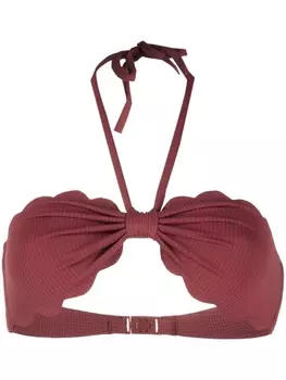 Marysia топ бикини с вырезом халтер и фестонами, красный