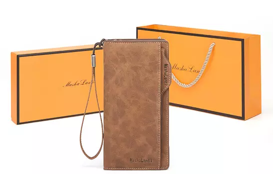 Masalanti Мужской кошелек MashaLanti, Кофейный цвет (включая элитную подарочную коробку)