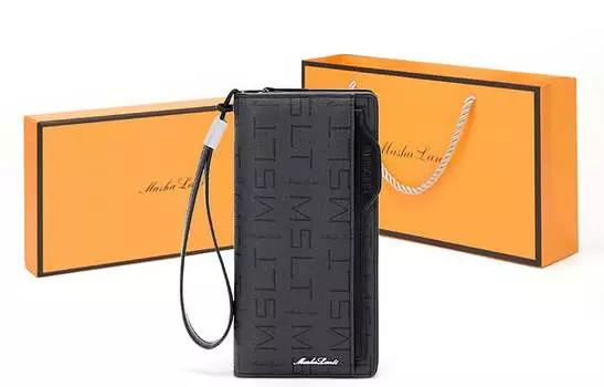 Masalanti Мужской кошелек MashaLanti, Темно-серый (с подарочной коробкой премиум-класса)