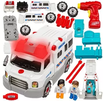 Машина для поворота и откручивания, свет, звук, машина скорой помощи, машина скорой помощи, отвертка на аккумуляторе. Doris