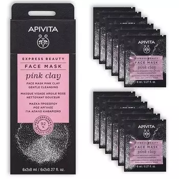 Маска для лица APIVITA Express Beauty с розовой глиной, нежное очищающее средство, 12 пакетов, 0,27 жидких унций
