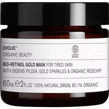 Маска для лица Evolve Organic Beauty с натуральным био-ретинолом и золотом, сертифицированная Vegan Clean Beauty, 2 унции, 60 мл
