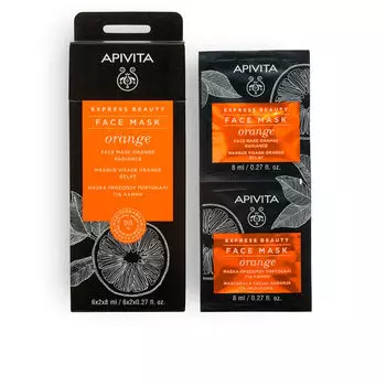 Маска для лица Express beauty mascarilla facial iluminadora con naranja Apivita, 2 х 8 мл