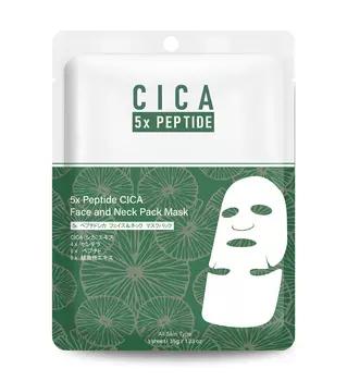 Маска для лица и шеи 5x peptide cica face and neck mask Mitomo, вес 35 гр.