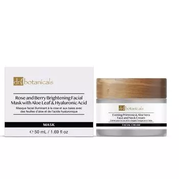 Маска для лица Mascarilla facial iluminadora de rosas y bayas con hoja de aloe y cido hialurnico Dr. botanicals, 50 мл