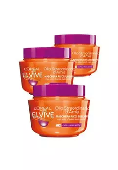 Маска для волос MASCHERA CAPELLI ELVIVE OLIO STRAORDINARIO RICCI SUBLIMI, PER CAPELLI RICCI E SECCHI, 300 ML, 3 PACK L'Oral Paris, оранжевый