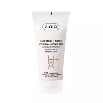 Маска и скраб для лица с гиалуроновой кислотой Ha + Ziaja, 1 UD