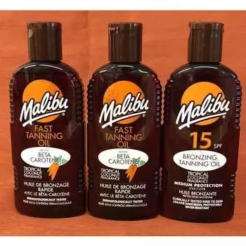 Масло для быстрого загара Spf 15 Бронзирующее масло для загара 200мл, Malibu
