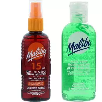 Масло для загара Malibu SPF15 100 мл + Алоэ после загара 100 мл