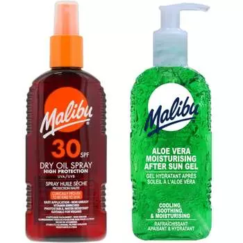 Масло для загара Malibu SPF30 200 мл + Гель после загара с алоэ 200 мл