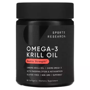 Масло криля с омега-3 Sports Research Omega-3 Krill Oil, 1000 мг, 60 мягких таблеток