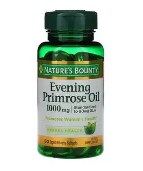 Масло примулы вечерней, 1000 мг, 60 мягких капсул с быстрым высвобождением, Nature's Bounty