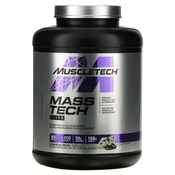 Mass Tech Elite, печенье и сливки, 6 фунтов (2,72 кг) Muscletech