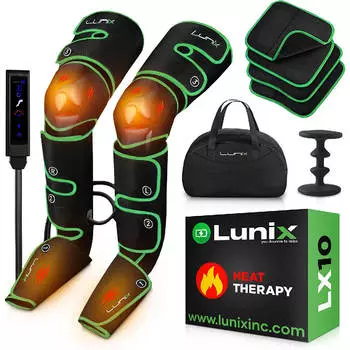 Массажер для компрессии воздуха для ног Lunix LX10, черный/зеленый
