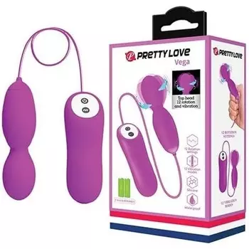 Массажер Vega Rotation and Vibration с 12 функциями, фуксия Pretty Love