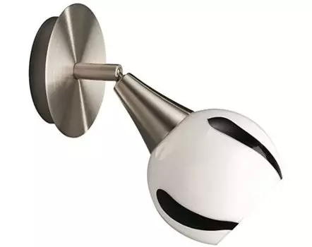 Massive 51150/30/10 Настенный светильник, гостиная и спальня, черный, металл, E14, 8Вт, 2700К теплый белый свет, серебро