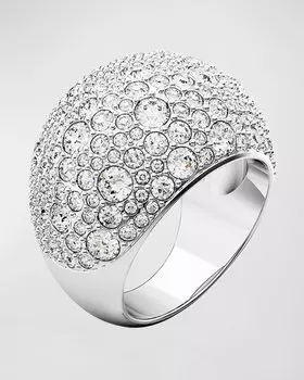 Массивное кольцо Luna с родиевым паве и кристаллами SWAROVSKI, цвет Crystal