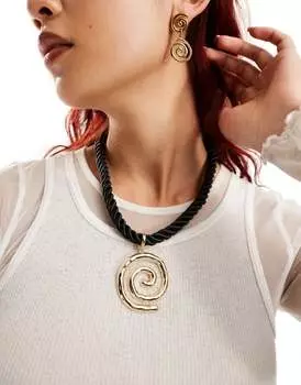 Массивное колье ASOS DESIGN с золотистой спиральной подвеской