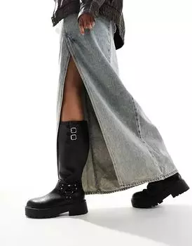 Массивные байкерские ботинки черного цвета New Look