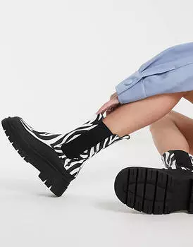 Массивные ботинки челси с принтом зебры ASOS DESIGN Antidote