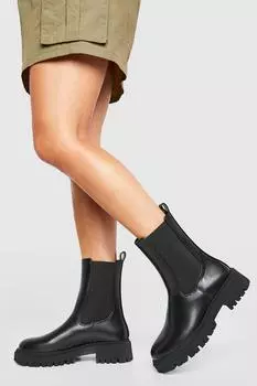Массивные ботинки челси с вкладками boohoo, черный