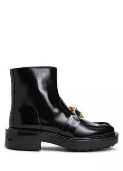 Массивные черные женские кожаные ботинки monsieur Bottega Veneta