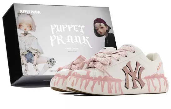 Массивные классические кроссовки унисекс с низким верхом, белый/розовый Mlb