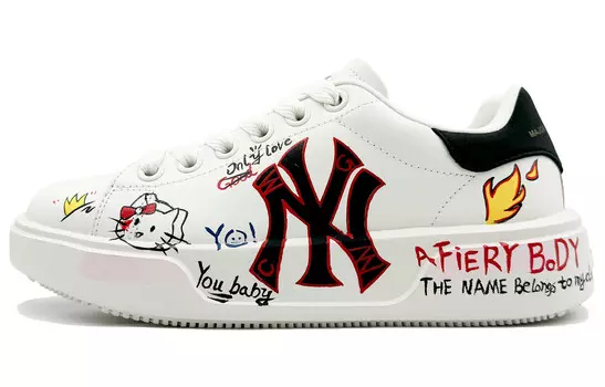 Массивные классические скейтбордические кеды унисекс с низким верхом черного цвета Mlb