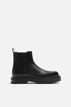 Массивные кожаные ботинки «челси» ZARA, черный