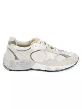 Массивные кожаные кроссовки Dad с потертостями Golden Goose, цвет White Grey