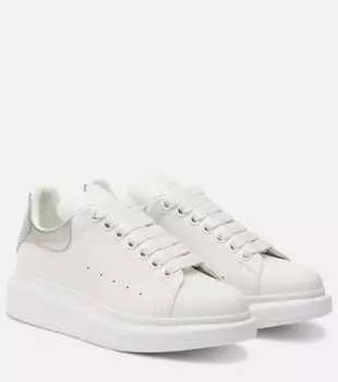 Массивные кожаные кроссовки McQueen, White/Silver
